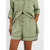 Accessorize High Waist Beach Shorts - Green