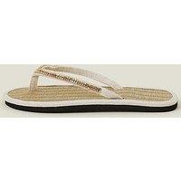 Accessorize Layered Pearl Gold Seagrass Sandal - Cream