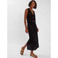 Accessorize Crochet Knit Beach Midaxi Skirt - Black