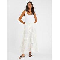 Accessorize Tiered Maxi Skirt - White