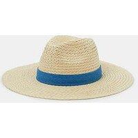 Accessorize Denim Trim Fedora Hat - Natural