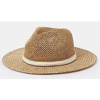 Accessorize Chain Trim Fedora Hat - Natural