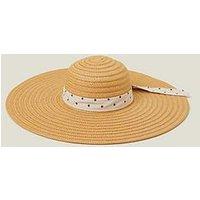 Accessorize Polka Dot Bow Floppy Hat - Natural
