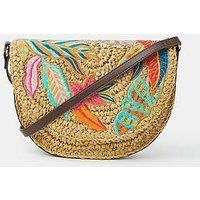 Accessorize Embroidered Raffia X Body Bag - Brights