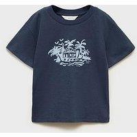 Mango Younger Boys Printed Short Sleeve T-Shirt - Navy