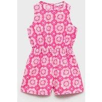 Mango Girls Flower Printed Playsuit - Pink