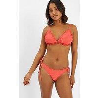 Accessorize Coral Seersucker Frill Tie Side Pant - Coral