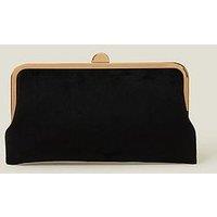 Accessorize Suedette Clip Frame Clutch Bag - Black