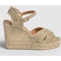 Castaner Bromelia Open Toe Wedge Espadrille - Light Gold