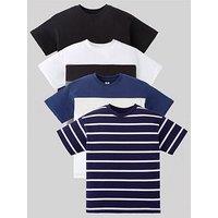 V By Very Boys Shorts Sleeve 5 Pack Stripe T-Shirts - Multi