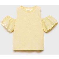 Mango Girls Frill Cold Shoulder Tshirt - Yellow