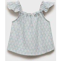 Mango Younger Girls Co-Ord Button Through Blouse - Aqua