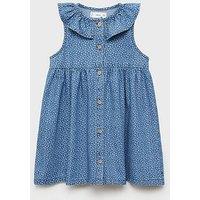 Mango Girls Floral Denim Dress - Blue