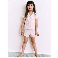 Mango Younger Girls Stripe Button Through Short Pyjamas - Pink