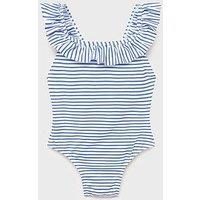 Mango Younger Girls Striped Swimsuit - Blue