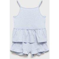 Mango Girls Frill Strappy Shorty Pyjamas - Blue