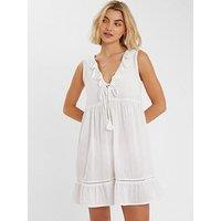 Accessorize Ruffle Mini Dress - White