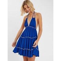 Accessorize Stitch Detail Mini Dress - Blue