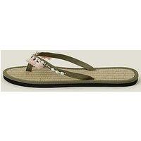 Accessorize Tassel Trim Seagrass Sandal - Khaki