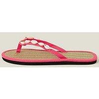 Accessorize Shell Trim Seagrass Sandals - Coral Pink