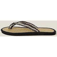 Accessorize Braided Seagrass Flip Flops - Black