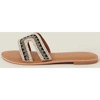 Accessorize Beaded Cut-Out Slide Sandals - Black White