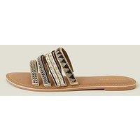 Accessorize Mono Strappy Bead Sandals - Black White - Multi