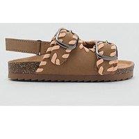 Mango Younger Girls Double Buckle Suedette Sandals - Brown
