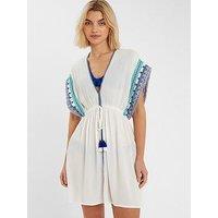 Accessorize Tape Detail Kaftan - White