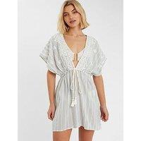 Accessorize Stripe Emb Kaftan - Blue