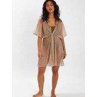 Accessorize Shimmer Beach Cover Up Kaftan - Gold