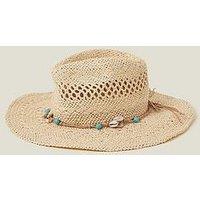 Accessorize Shell Bead Trim Stetson Hat - Natural