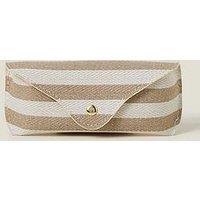 Accessorize Stripe Structured Sunglasses Case - Beige