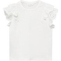 Mango Younger Girls Cutwork Sleeve T-Shirt - Light Cream