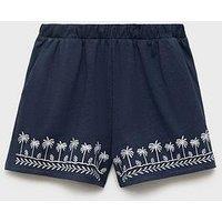 Mango Girls Palm Tree Co-Ord Shorts - Navy