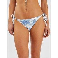 Accessorize Blue Palm Tie Side Bikini Bottoms - White