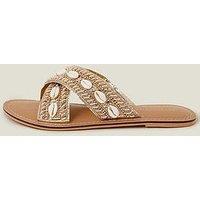 Accessorize Shell Cross Strap Sandals - Gold