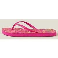 Accessorize Ornate Floral Print Flip Flops - Pink