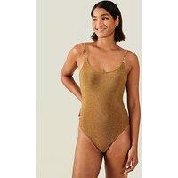 Accessorize Metal Strap Shimmer Swimsuit - Gold