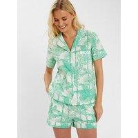 Accessorize Palm Dobby Pyjama Set - Green