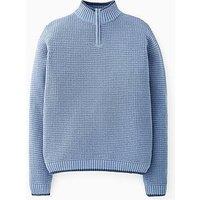 V By Very Boys Long Sleeve Rib Knit Half Zip Jumper - Blue