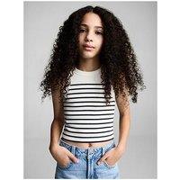 Mango Girls Stripe Rib Vest Top - Light Cream
