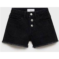 Mango Girls Button Up Denim Shorts - Black
