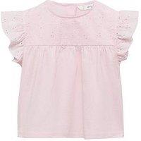 Mango Younger Girls Broderie Cap Sleeve Tshirt - Pink