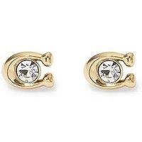 Coach Signature Stone Stud Earrings - Gold