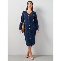 The Very Collection Curve Seam Detail Denim Dress - Dark Wash