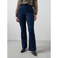 The Very Collection Curve Contrast Stitch Kickflare Jeans - Dark Wash