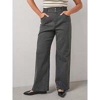 V By Very Curve Elasticated Waist Wide Leg Jean - Grey