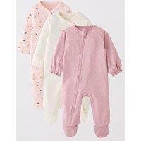 The Very Collection Baby Girls 3 Pack Swan Princess Sleepsuits - Pink