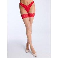 Boux Avenue Red Lace Top Hold Ups - Medium
